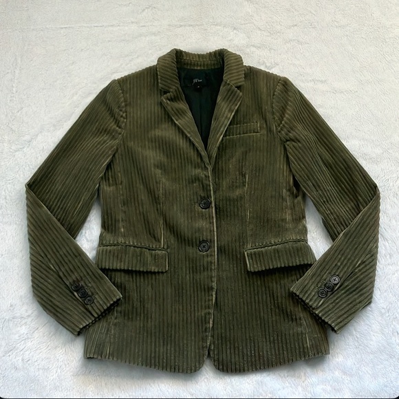 Like New J. Crew Green Ribbed Corduroy Blazer, Size 4 - Picture 2 of 9